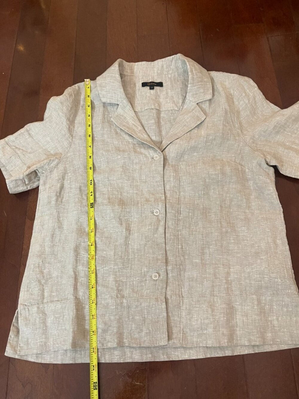 Quince 100% Linen Short Sleeve Button Shirt XS Neutral - Picture 3 of 7